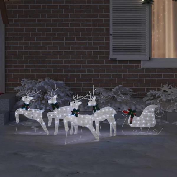 LED Rentiere 5 Stk. Silber 43 x 18 x 66 cm Stoff LEDs