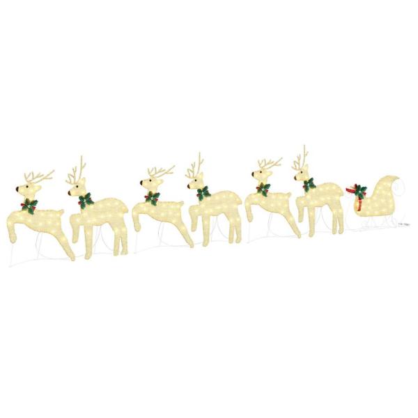 LED Rentiere 7 Stk. Gold 43 x 18 x 66 cm Stoff LEDs