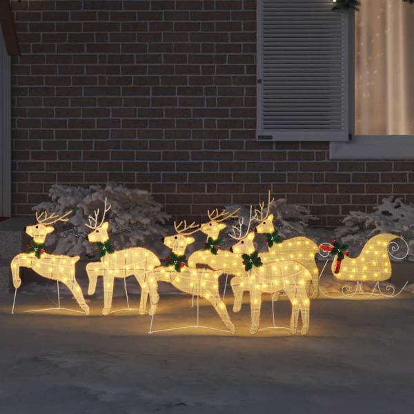LED Rentiere 7 Stk. Gold 43 x 18 x 66 cm Stoff LEDs