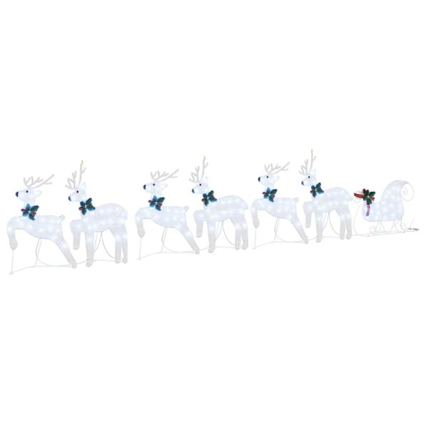 LED Rentiere 7 Stk. Silber 43 x 18 x 66 cm Stoff LEDs