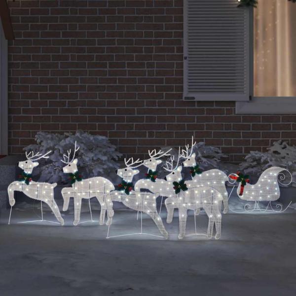LED Rentiere 7 Stk. Silber 43 x 18 x 66 cm Stoff LEDs