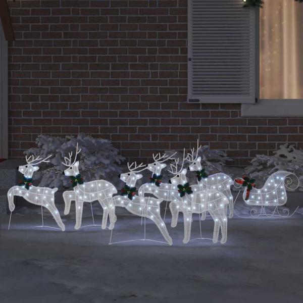 LED Rentiere 7 stk. Weiß 43 x 18 x 66 cm Stoff