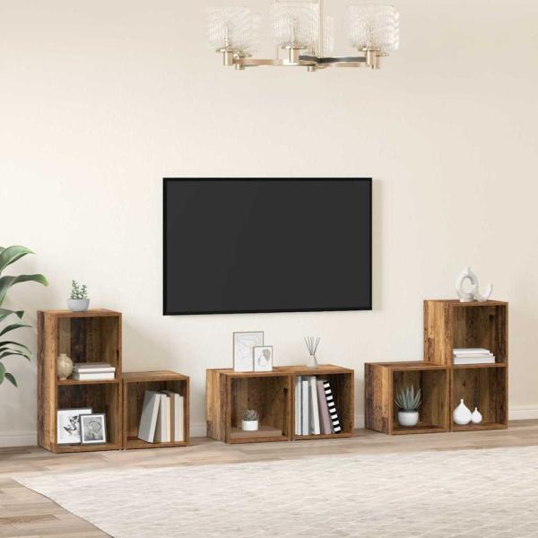 ARDEBO.de - TV-Schrankset 6 Stk. Altholz Holzwerkstoff