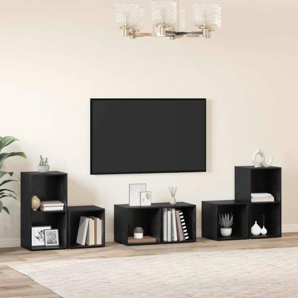 ARDEBO.de - TV-Schrankset 6 Stk. Schwarz Eichen-Optik Holzwerkstoff
