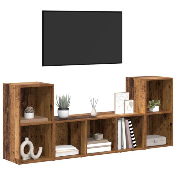 TV-Schrankset 3 Stk. Braun Holzwerkstoff