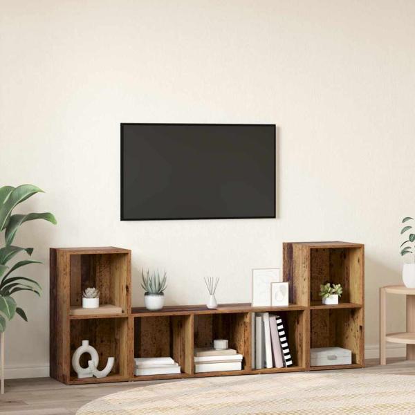 TV-Schrankset 3 Stk. Braun Holzwerkstoff