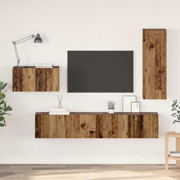 ARDEBO.de - TV-Schrankset 4 Stk. Altholz Holzwerkstoff