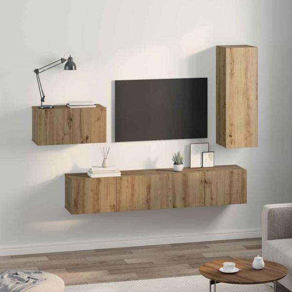 TV-Schrankset 4 Stk. Artisan-Eiche Holzwerkstoff