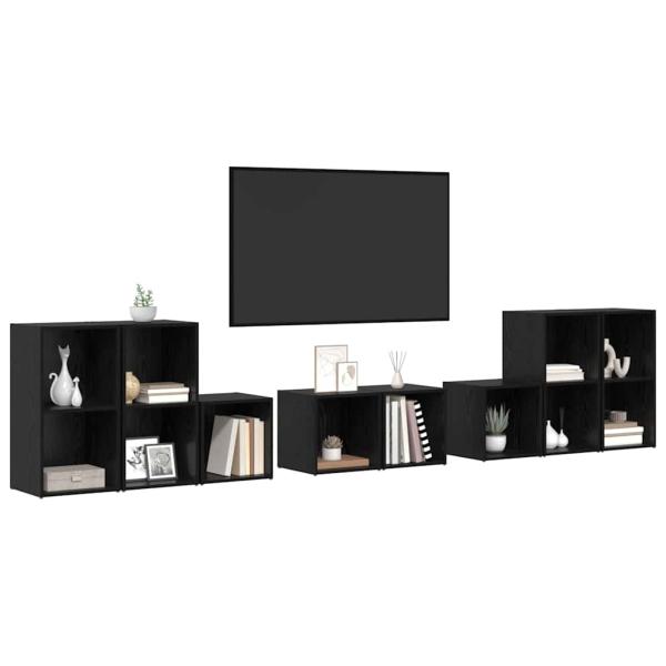 TV-Schrank Set 8 Stk. Schwarz Eichen-Optik Holzwerkstoff