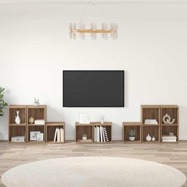 ARDEBO.de - TV-Schrank Set 8 Stk. Artisan-Eiche Holzwerkstoff