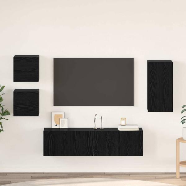 ARDEBO.de - TV-Schrankset 5 Stk. Schwarz Eichen-Optik Holzwerkstoff