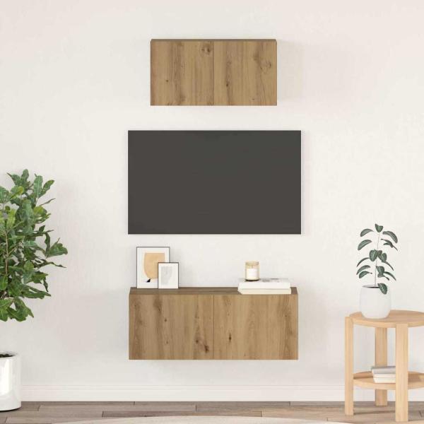 ARDEBO.de - TV-Schrankset 2 Stk. Artisan-Eiche Holzwerkstoff