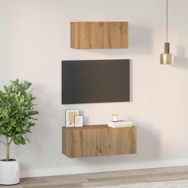 TV-Schrankset 2 Stk. Artisan-Eiche Holzwerkstoff
