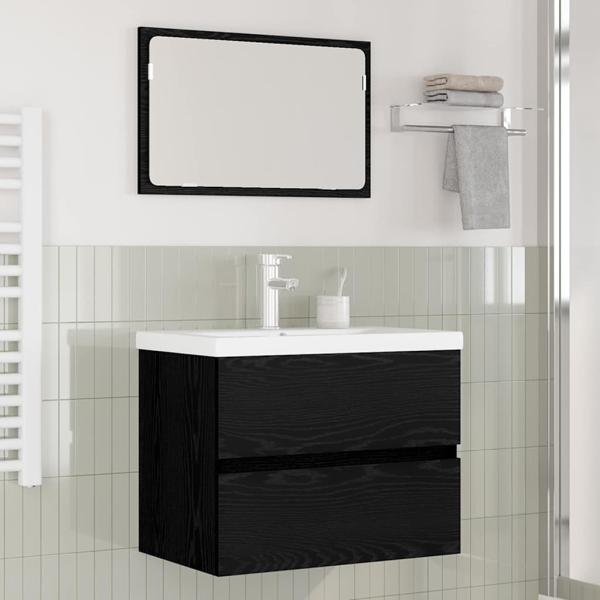 ARDEBO.de - Badezimmermöbel-Set 3 stk. Schwarz Eichen-Optik 61 x 39 x 45 cm