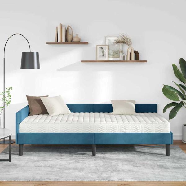 Eckbettgestell mit Matratze Sonstiges 2 Stk. Blau Samt