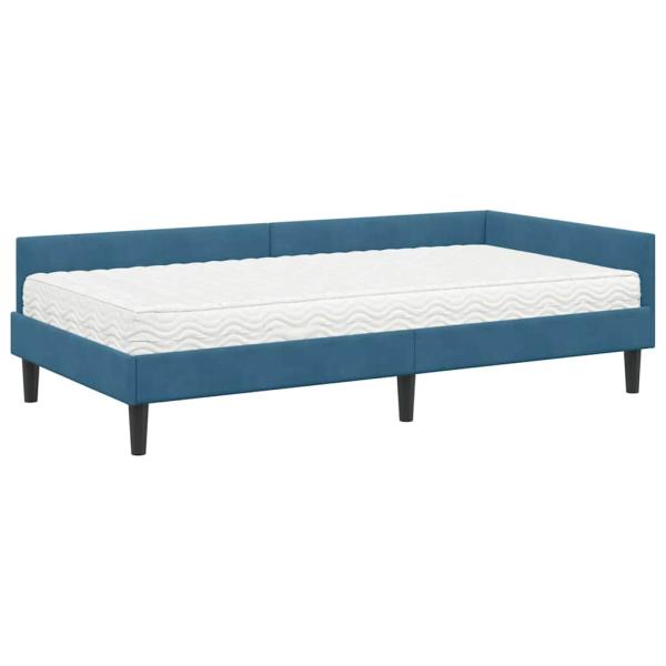 Eckbettgestell mit Matratze Sonstiges 2 Stk. Blau Samt