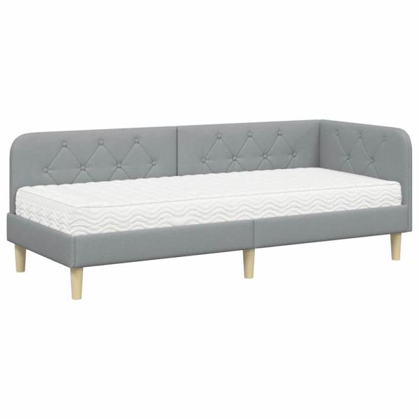 Eckbettgestell Hellgrau 80 x 200 cm Stoff