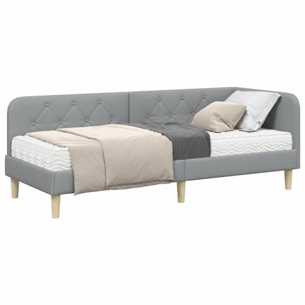 Eckbettgestell Hellgrau 80 x 200 cm Stoff