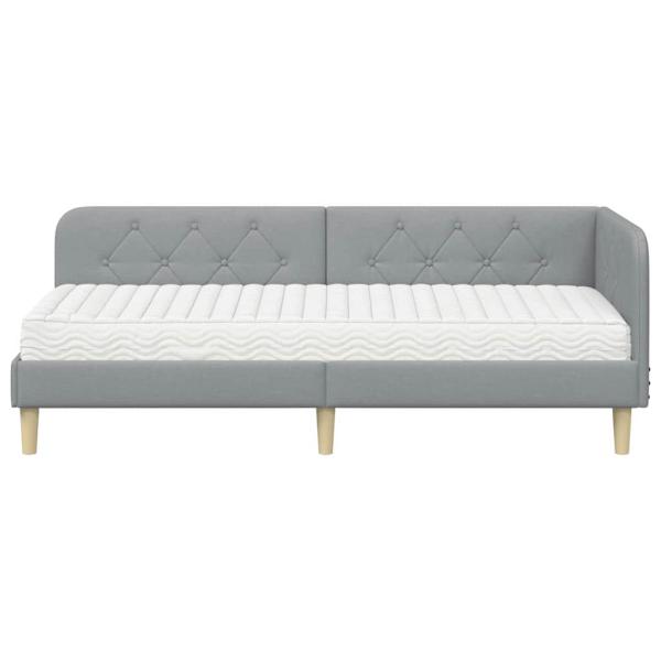 Eckbettgestell Hellgrau 80 x 200 cm Stoff