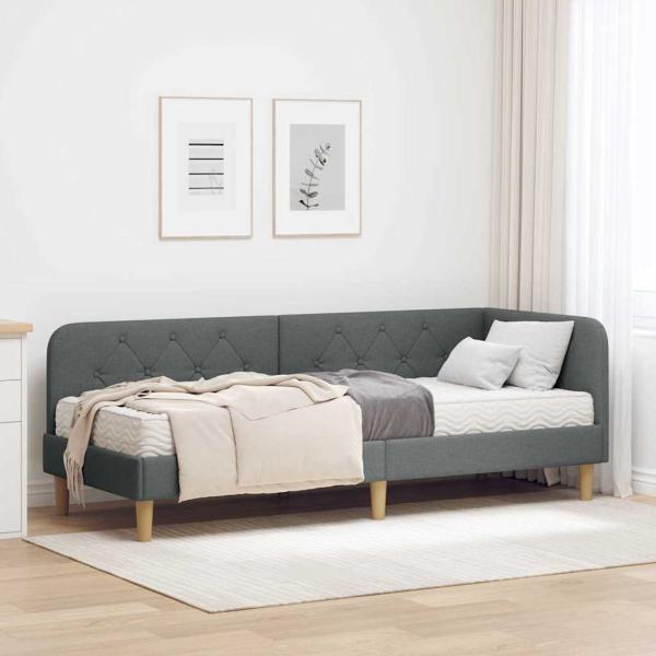 ARDEBO.de - Eckbettgestell Dunkelgrau 80 x 200 cm Stoff
