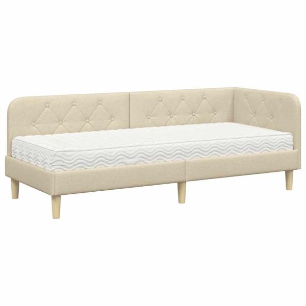 Eckbettgestell Creme 80 x 200 cm Stoff