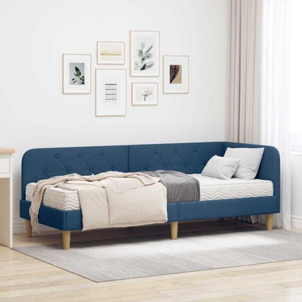 ARDEBO.de - Eckbettgestell Blau 80 x 200 cm Stoff