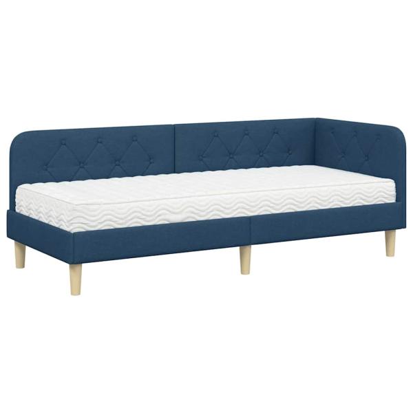Eckbettgestell Blau 80 x 200 cm Stoff