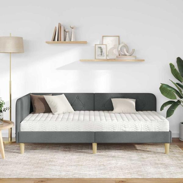 Eckbettgestell Dunkelgrau 90 x 190 cm Stoff