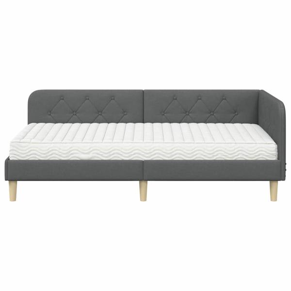 Eckbettgestell Dunkelgrau 90 x 190 cm Stoff
