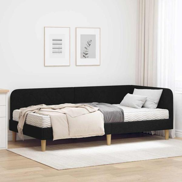 ARDEBO.de - Eckbettgestell Schwarz 90 x 190 cm Stoff