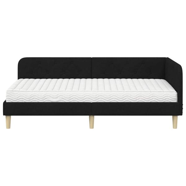 Eckbettgestell Schwarz 90 x 190 cm Stoff
