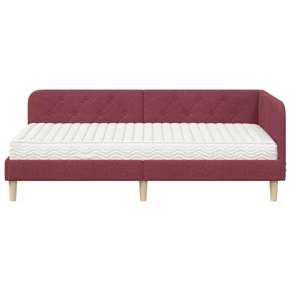 Eckbettgestell Weinrot 90 x 190 cm Stoff