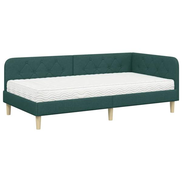 Eckbettgestell Dunkelgrün 90 x 190 cm Stoff