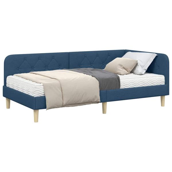 Eckbettgestell Blau 90 x 190 cm Stoff
