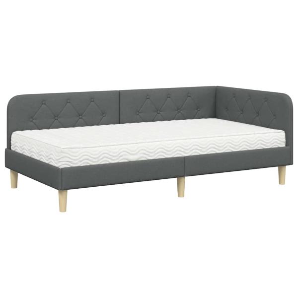 Eckbettgestell Dunkelgrau 90 x 200 cm Stoff