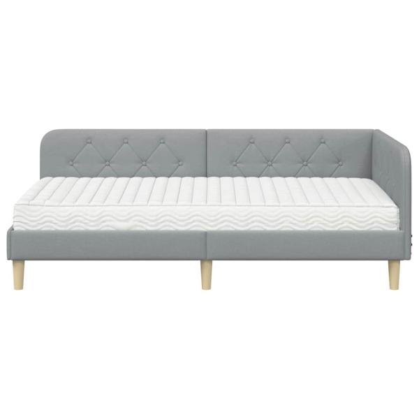 Eckbettgestell Hellgrau 100 x 200 cm Stoff