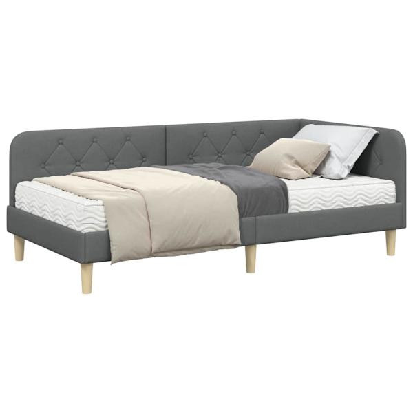 Eckbettgestell Dunkelgrau 100 x 200 cm Stoff