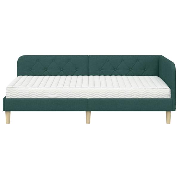 Eckbettgestell Dunkelgrün 100 x 200 cm Stoff