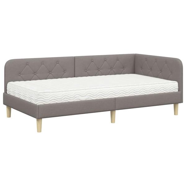 Eckbettgestell Taupe 100 x 200 cm Stoff