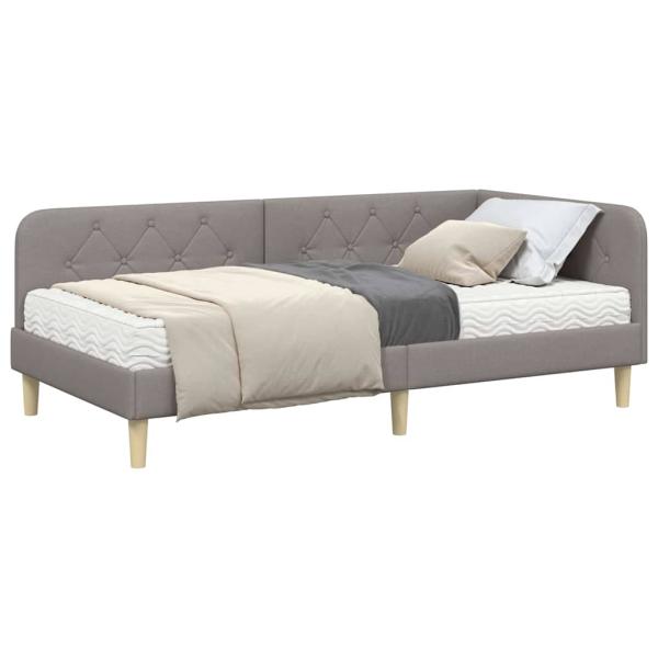 Eckbettgestell Taupe 100 x 200 cm Stoff