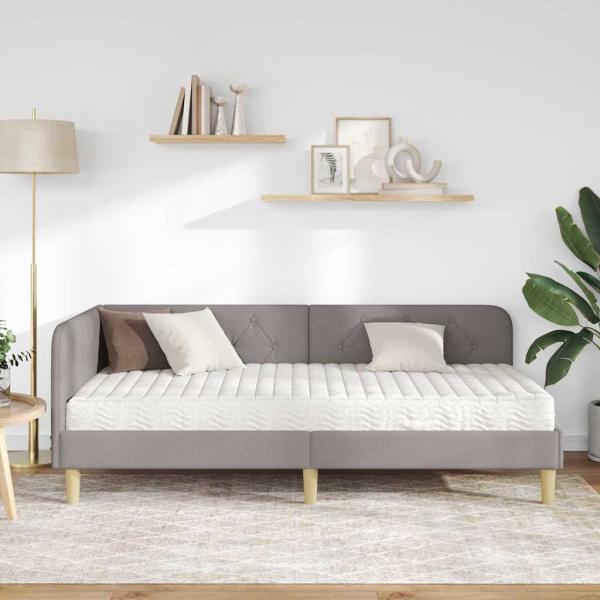 Eckbettgestell Taupe 100 x 200 cm Stoff
