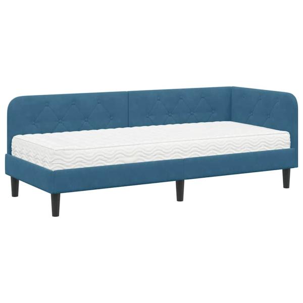 Eckbettgestell Blau 80 x 200 cm Samt
