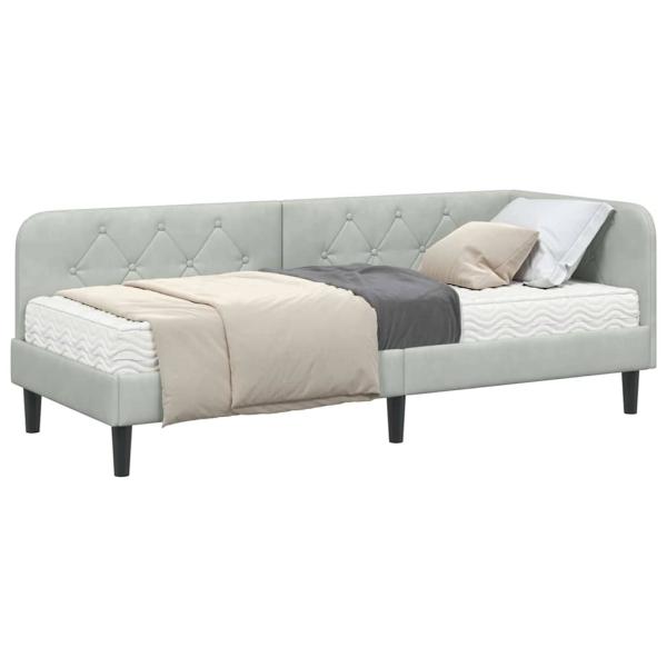 Eckbettgestell Hellgrau 80 x 200 cm Samt