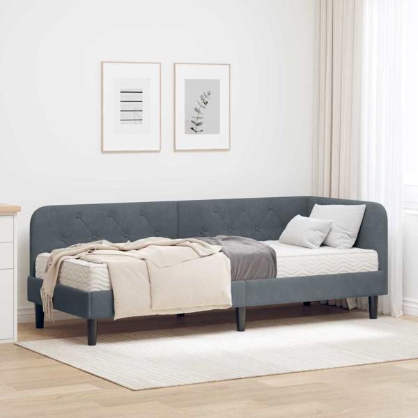 ARDEBO.de - Eckbettgestell Dunkelgrau 80 x 200 cm Samt