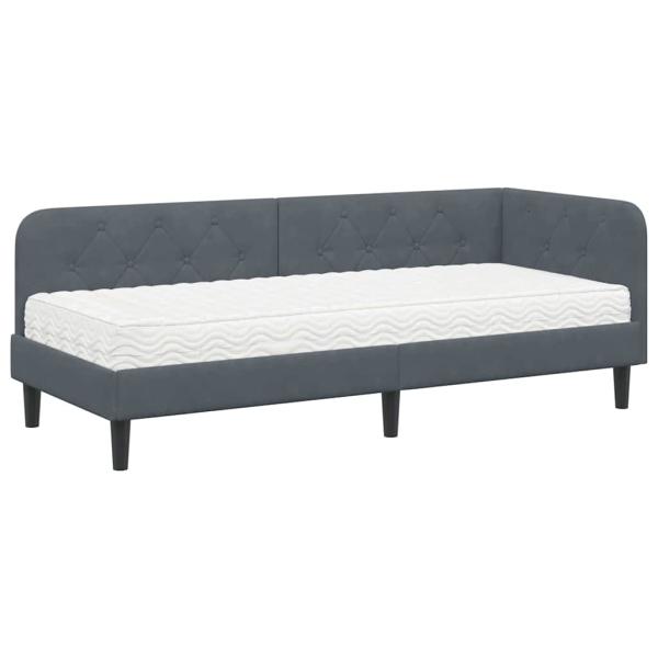 Eckbettgestell Dunkelgrau 80 x 200 cm Samt