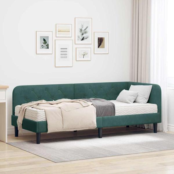 ARDEBO.de - Eckbettgestell Dunkelgrün 80 x 200 cm Samt