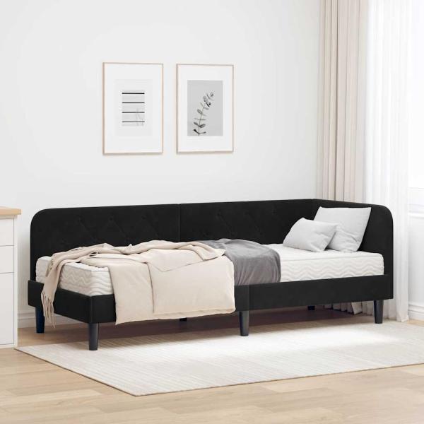 ARDEBO.de - Eckbettgestell Schwarz 80 x 200 cm Samt