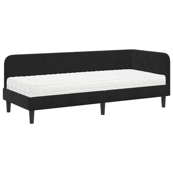 Eckbettgestell Schwarz 80 x 200 cm Samt