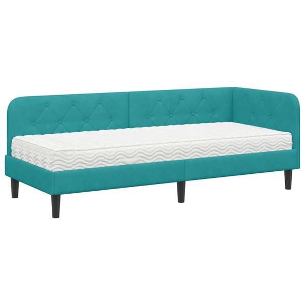 Eckbettgestell Türkis 80 x 200 cm Samt