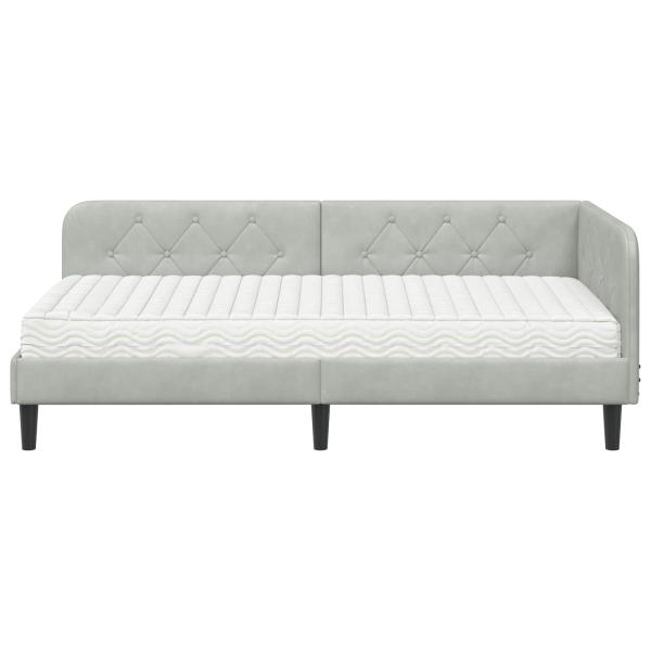 Eckbettgestell Hellgrau 90 x 190 cm Samt